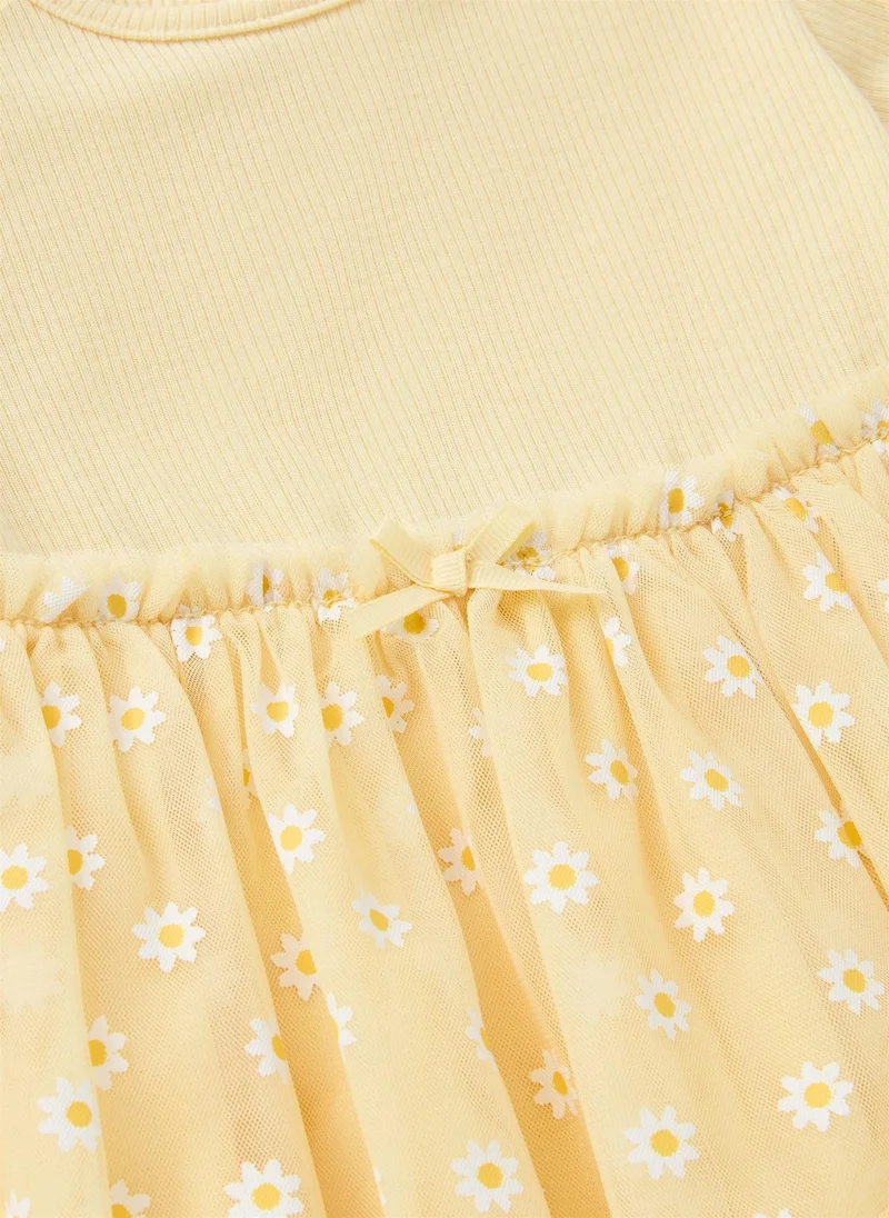 Matalan Baby Yellow Mesh Daisy Dress